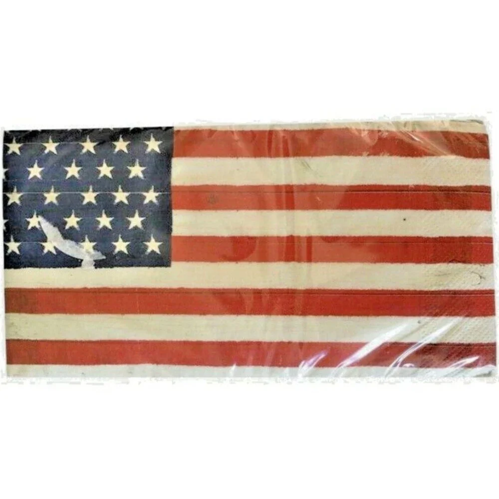 USA Flag Paper Napkins 32 CT BBQ Guest Bath Towels Buffet Patriotic America